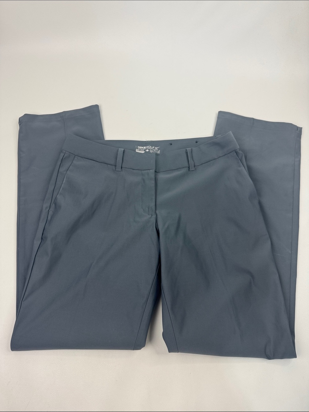 Nike Golf Straight Leg Gray Pants Size 8 Stretch Zip button pockets New